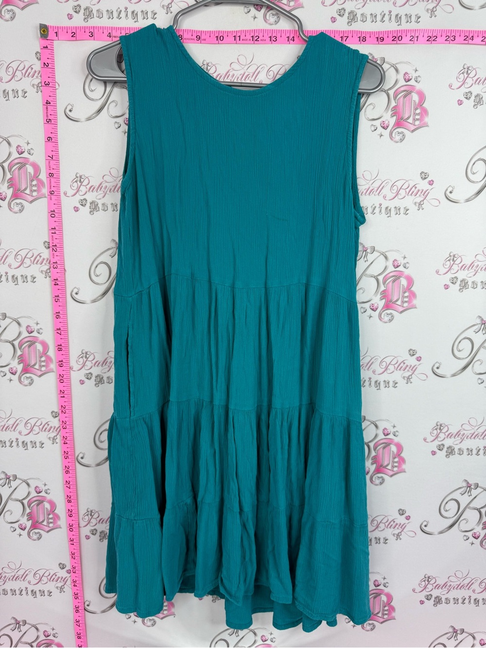 Pink pineapple 🍍 dress tier ruffle Sleeveless Teal Tiered Midi Dress